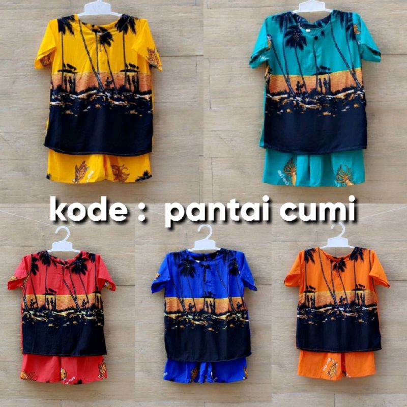 [SIZE EXTRA BESAR] PUSAT KULAKAN SETELAN BALI ANAK PANTAI CUMI BAHAN OKE BANGET-----&gt;&gt; LEHER KANCING DEPAN