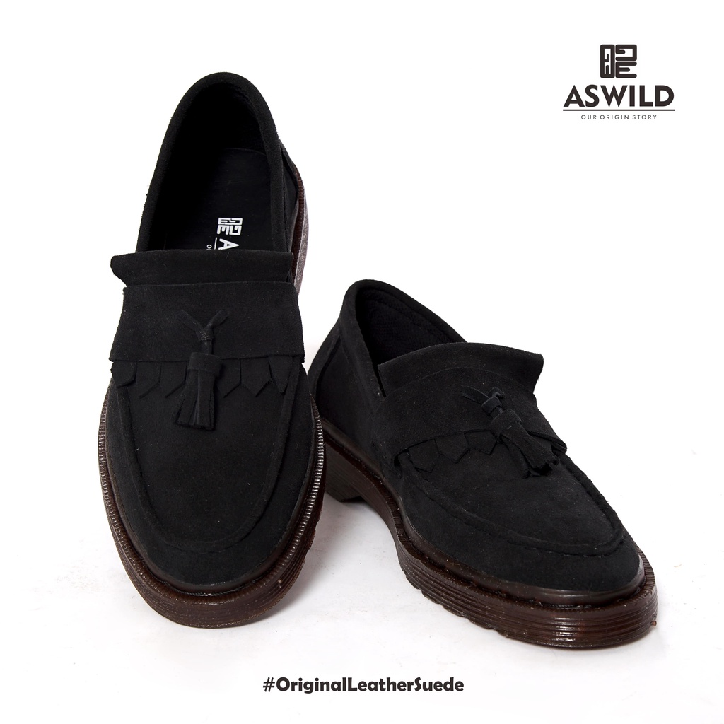 ASWILD Tedzukuri Suede Tassel Loafers - Black (Limited Pairs)