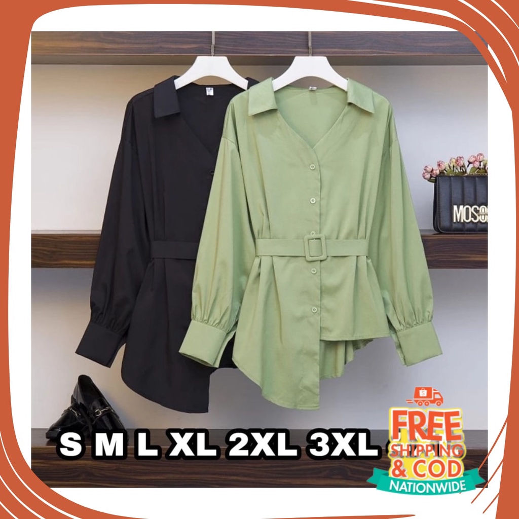 Whiteining Cleaning Best Quality atasan kancing kerah  /  Starla Blouse - Ukuran S M L XL 2XL 3XL 4X