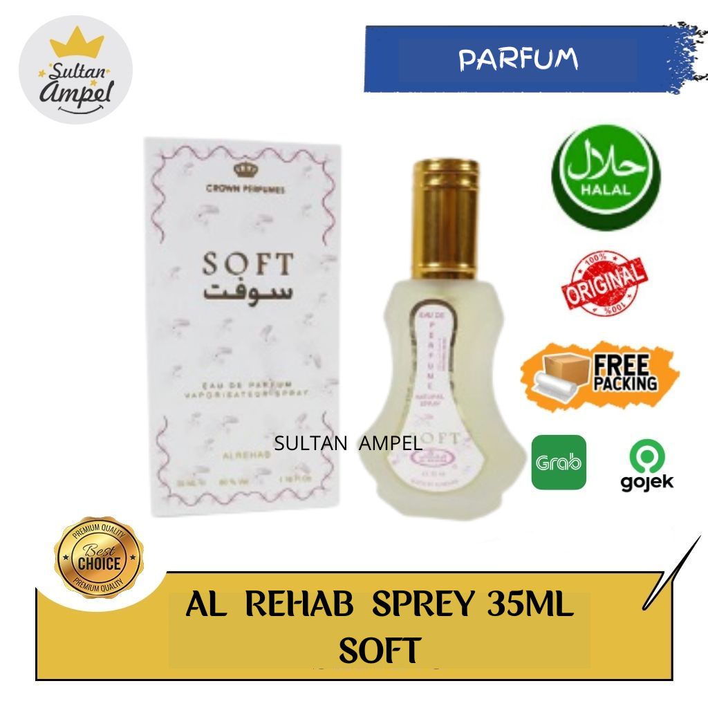 Parfum Al Rehab SOFT SPRAY 35ml Minyak Wangi Laki Sholat Tanpa Alkohol Khas Timur Tengah