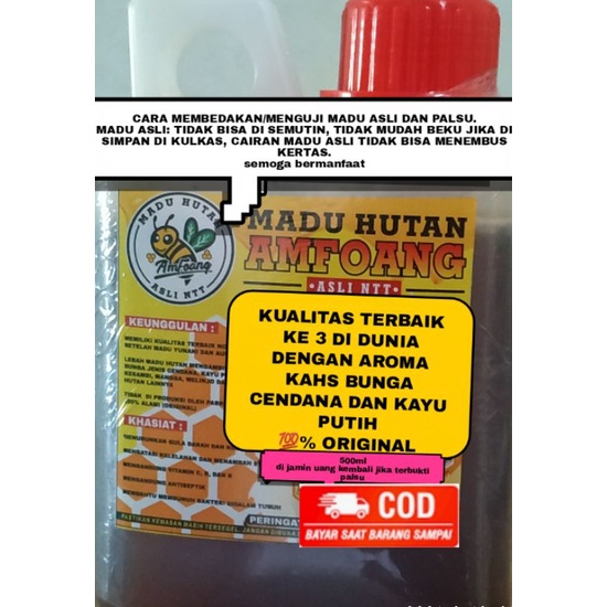 

500ml/MADU/madu hutan/madu liar/madu murni/MADU original/MADU halal/ madu terbaik/madu Amfoang Kupang NTT.