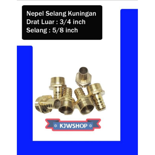 NSDL Nepel Selang 3/4 inch x 5/8 inch Nepel Kuningan Drat Luar 3/4" Selang 5/8" Nepel Drat Luar 3/4"