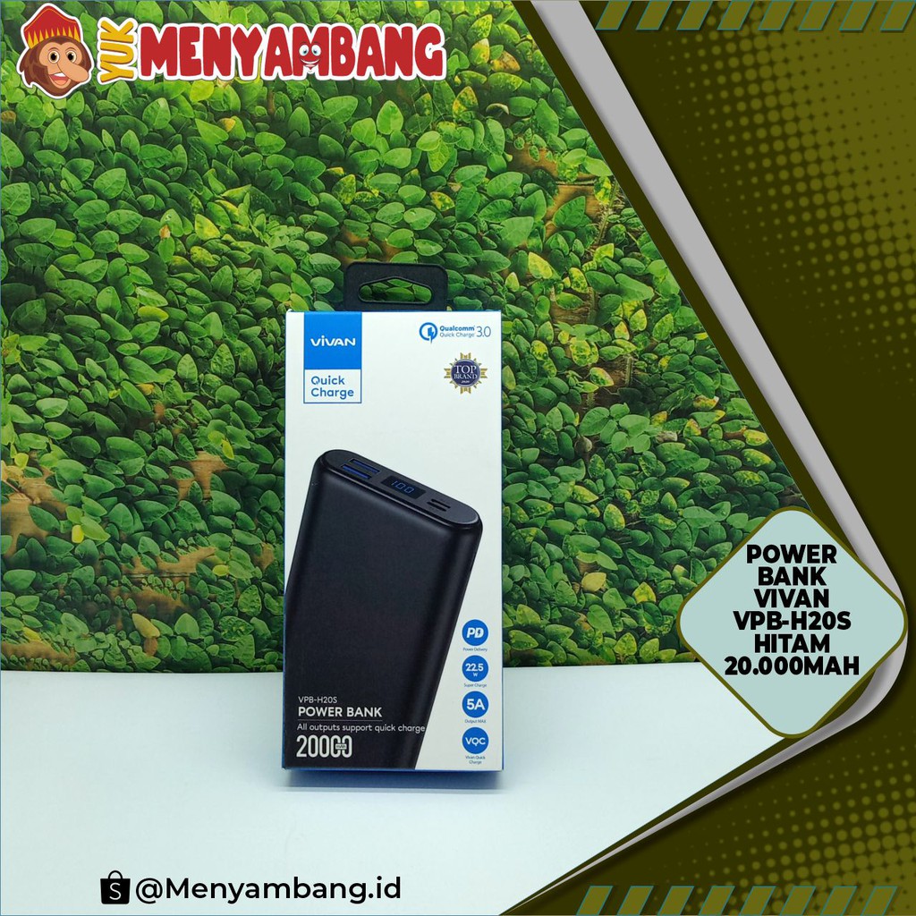 41637 | PB-Vivan PB-Vivan VPB-H20S Hitam | Power Bank Vivan VPB-H20S 20000mAh All Output Support Qui