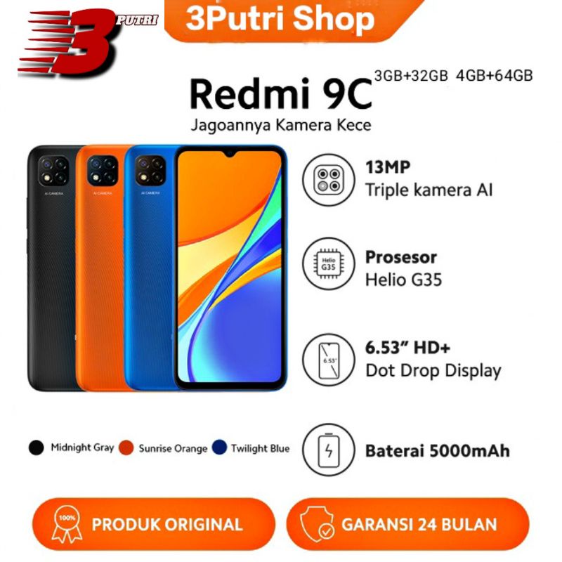 Xiomi Redmi 9C Ram (3/32GB) (4/64GB) Garansi Resmi