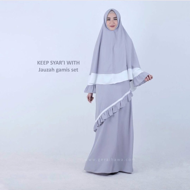Gamis Set Muslimah Jauzah Syari Ori Gerai Hawa