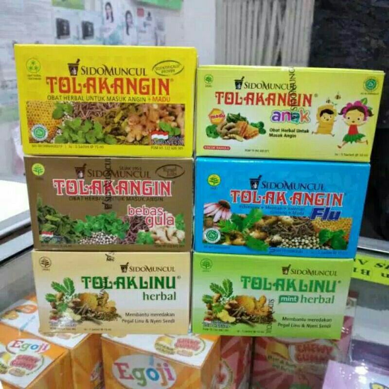 tolak angin cair, tolak angin anak,  tolak angin flu dan batuk, tolak linu satu pak isi 12bungkus