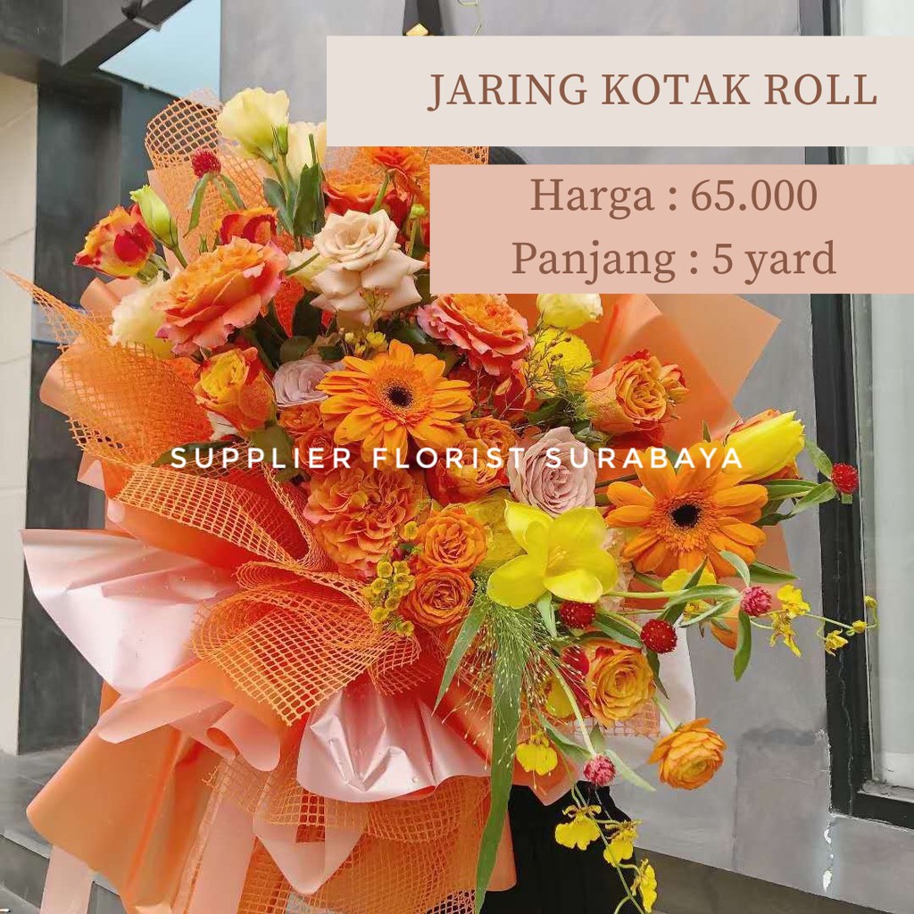 JARING KOTAK MESH ROLL WRAPPING PAPER KERTAS WRAP PEMBUNGKUS BUNGA KERTAS KOREA