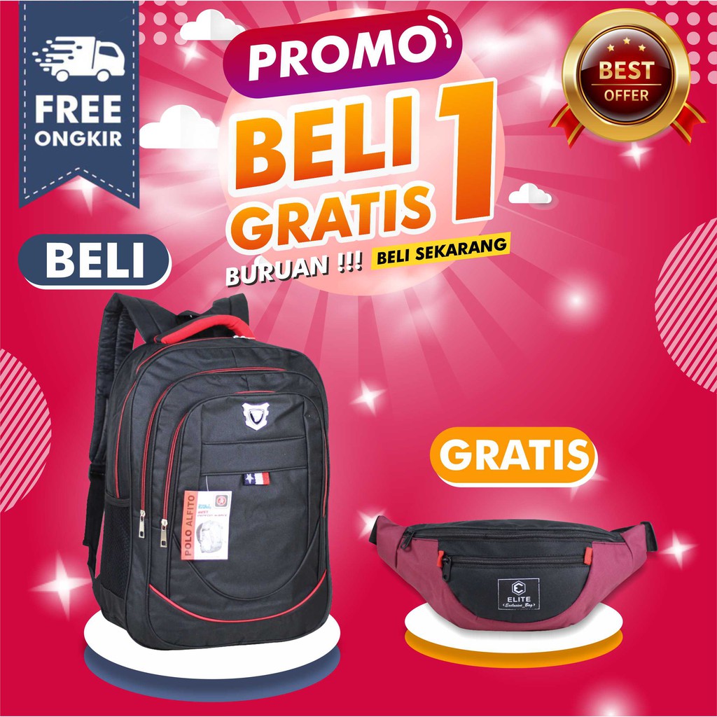 BELI 1 GRATIS 1 TAS PRIA RANSEL SEKOLAH SD SMP SMA KULIAH KERJA MURAH AWET FREE SELEMPANG PRIA KEREN