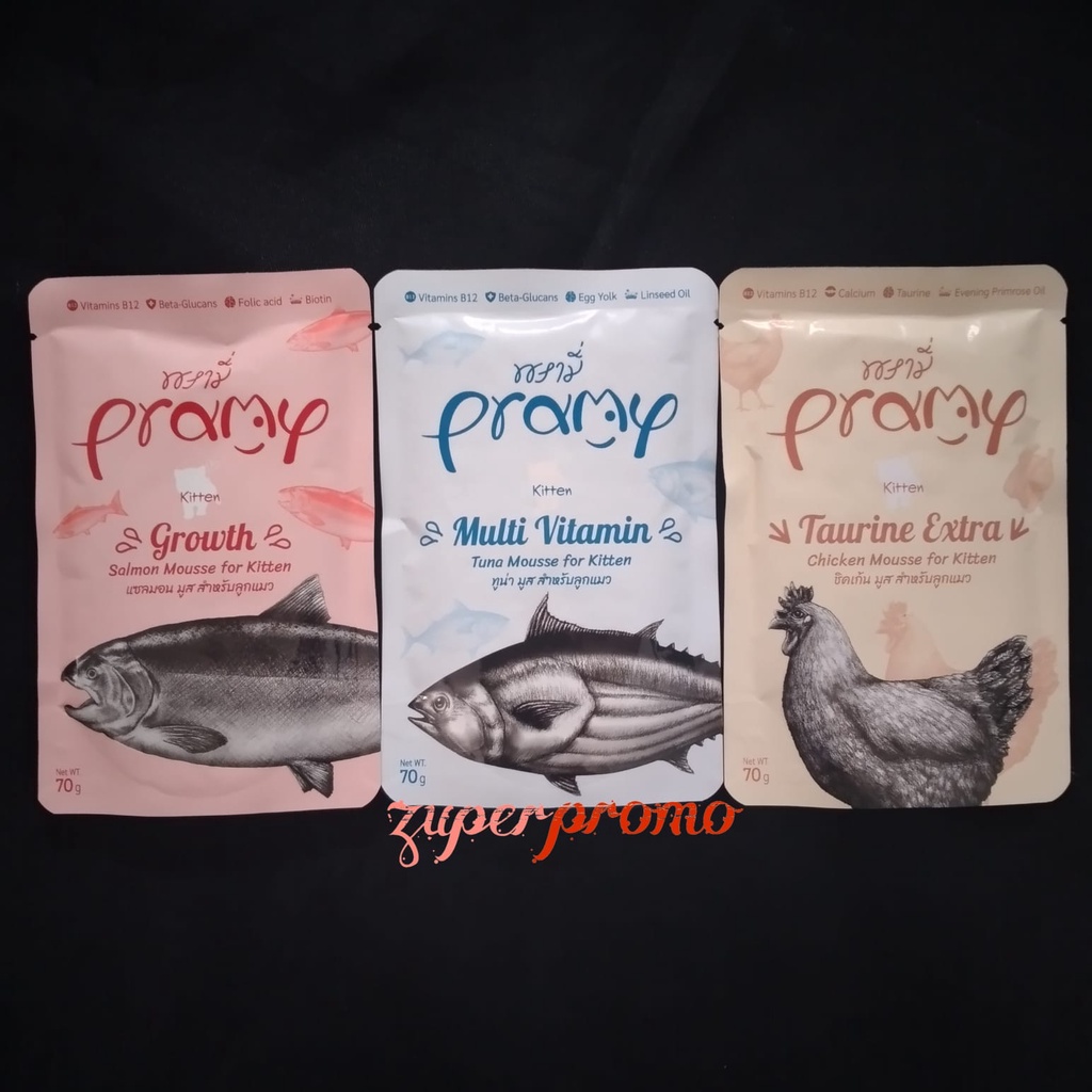 Pramy Pouch Kitten 70gr / Makanan Basah Anak Kucing