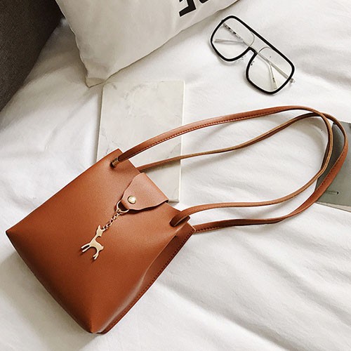 tas bahu wanita shoulder bag cewek kulit gantungan rusa emas (3H4) bta378