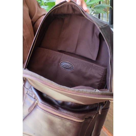 Ransel Pria Tas Punggung Kulit Sapi Asli Backpack Marlin Laptop 14 Inchi Bahan Pull Up Leather Terbaru Tali Adjustable Kekinian Original