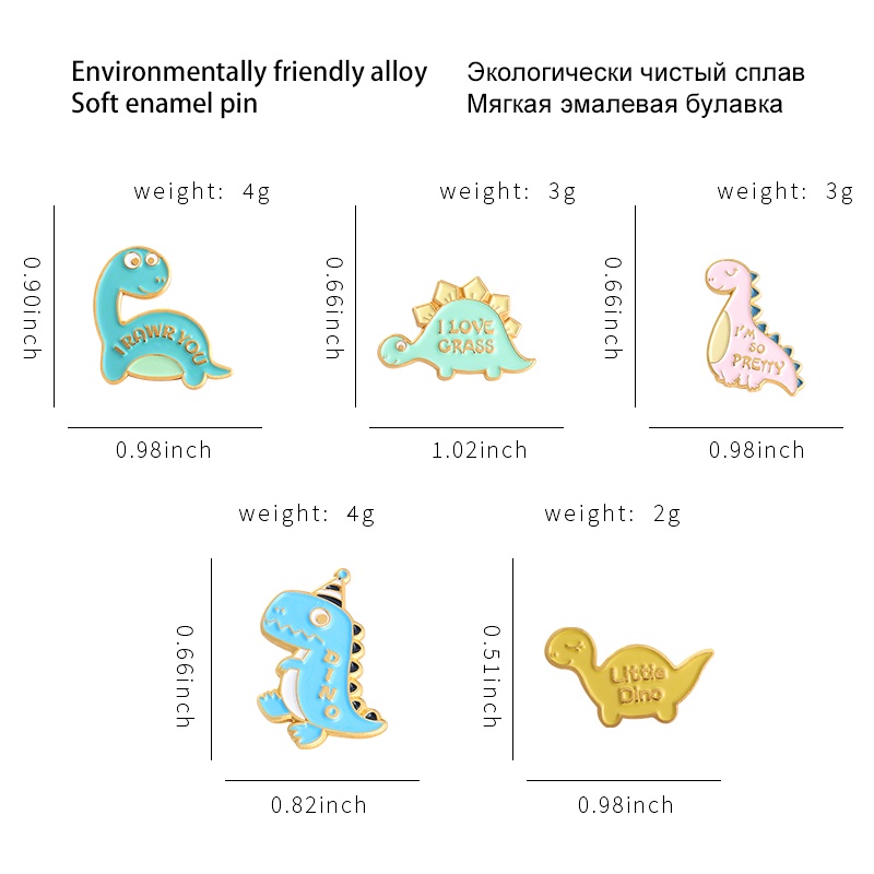 Bros Pin Desain Kartun Dinosaurus 5 Gaya Untuk Hadiah