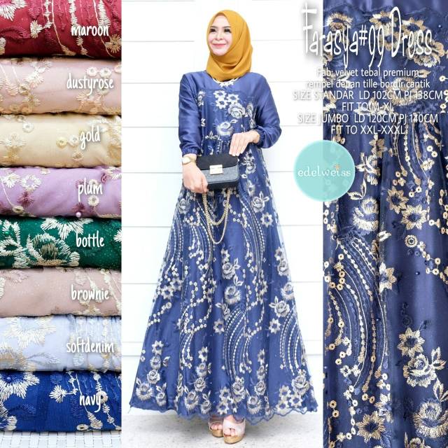 Farasya Dress #99 Gamis Brukat Mewah Gamis Kondangan Terbaru Dress Velvet Jumbo LD 130 Gamis Brukat Jumbo Gamis Lebaran Terbaru Dress Muslimah Gaun Pesta Gamis Seragam Pernikahan Outfit Bridesmaid Gamis Broklat Jumbo Wanita xxxl Outfit Kondangan Terbaru