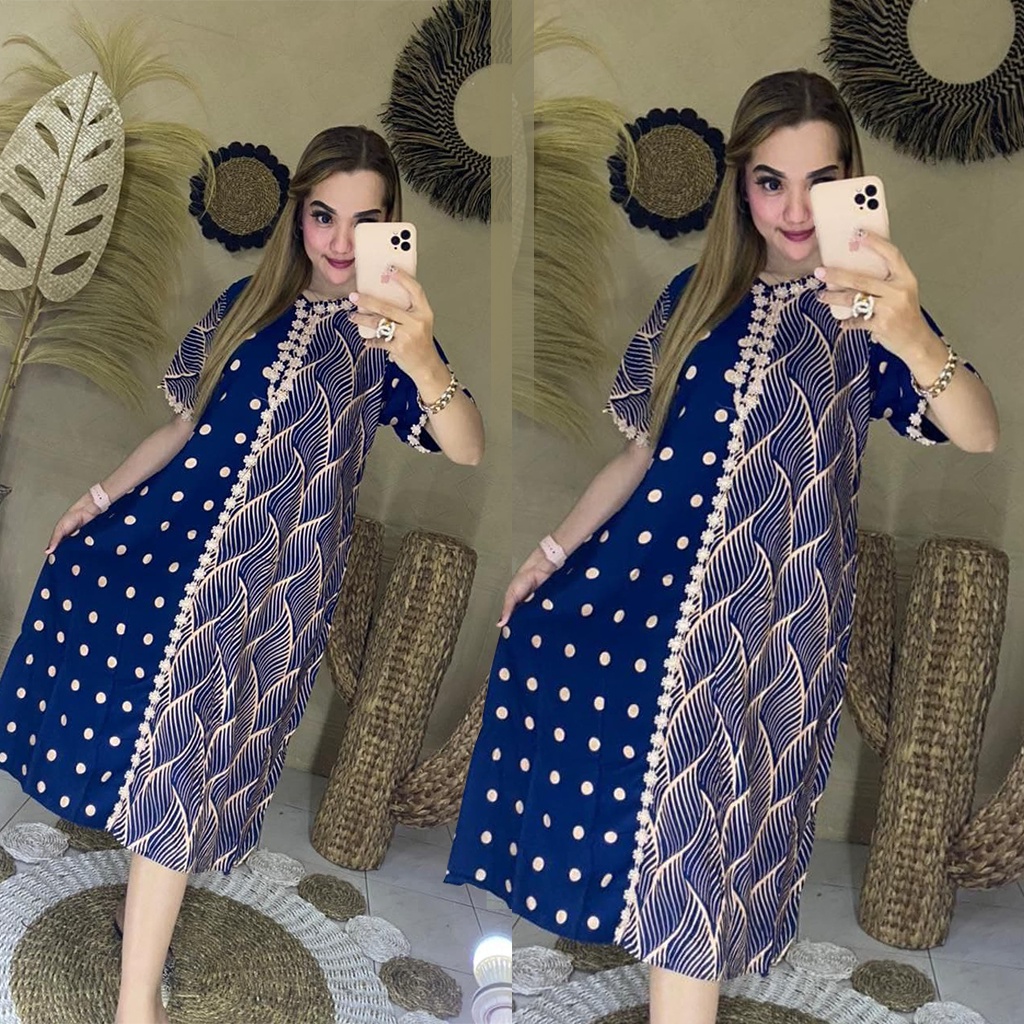 Daster Model Terbaru Yeni Inka Novitasari Lengan Pendek Rayon Kekinian Modern Resleting Depan Halus