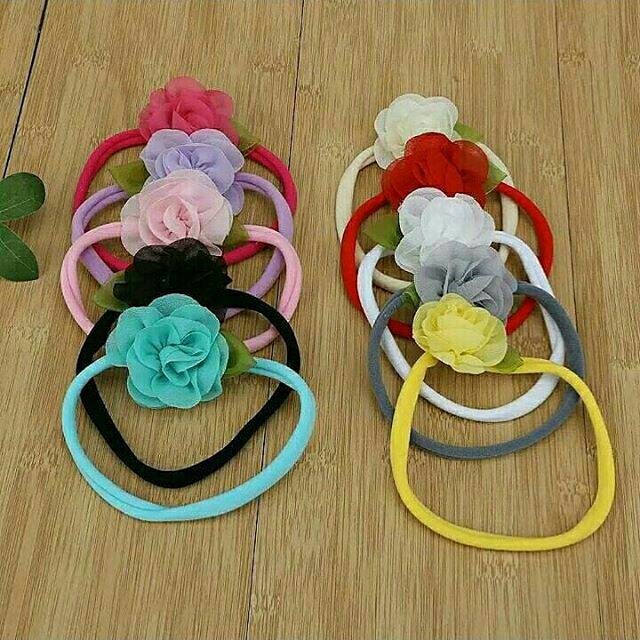 Bandana anak dan bayi nylon bunga newborn murah grosir