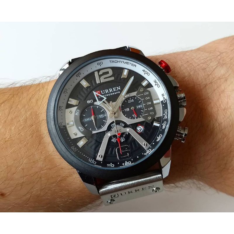 jam tangan pria curren blacksilver original