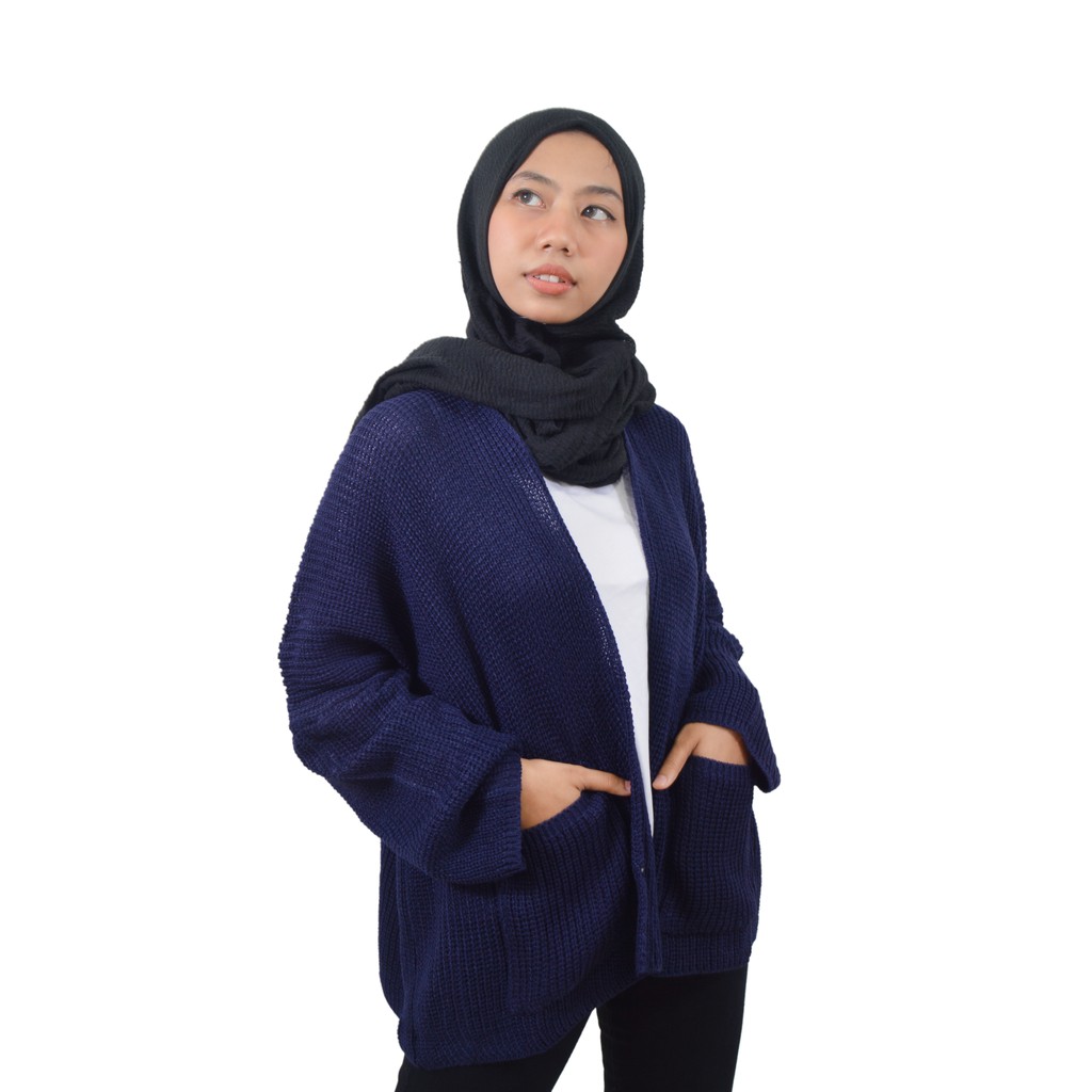 LAVELLA/LOOCY CARDY 7 GET  oversized - cardy wanita - kardigan wanita - kardigan bigsize-NAVY