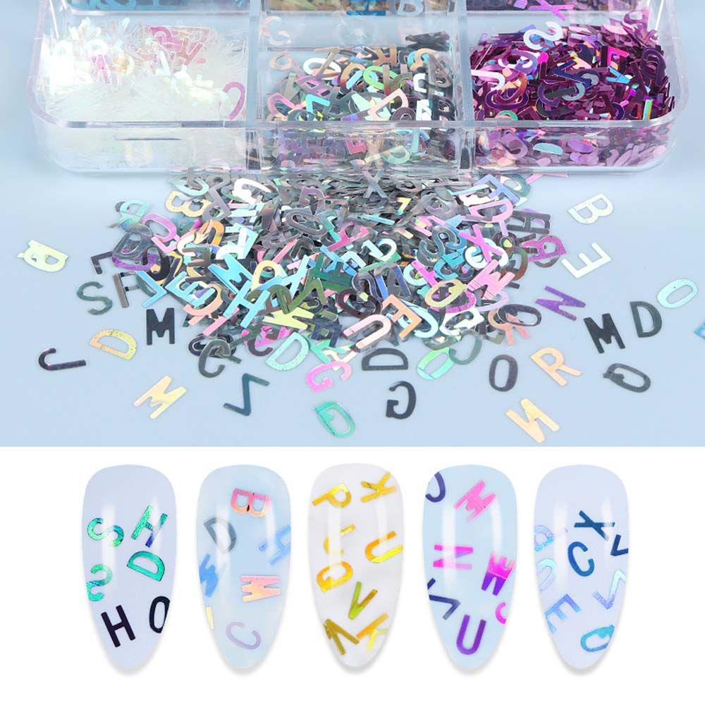 MXBEAUTY 3d Stiker Kuku Shiny 6kisi Dekorasi Nail Art Manicure Aksesoris Hologram Nail Art Nail Art Ornamen Nail Paillettes Set