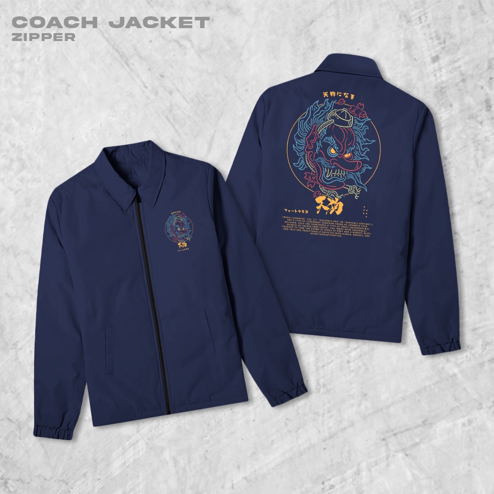 Fortglass Tengu Coach Zipper Jaket Polos Pria Jaket Parasut Unisex