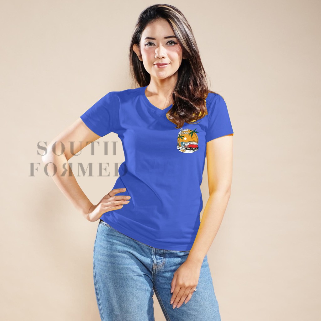 SOUTH FORMED SF BEACH KAOS V NECK / O NECK KATUN PREMIUM ADEM WANITA / CEWEK MOTIF / GAMBAR