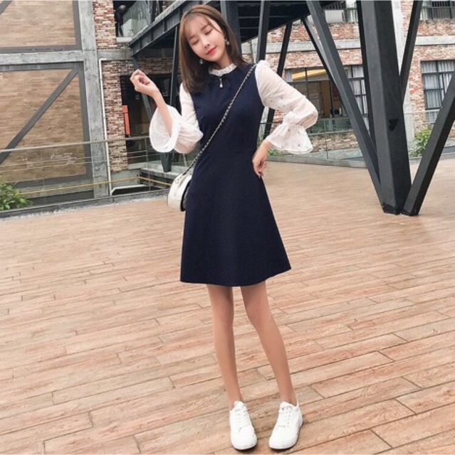 DRESS KOREAN STYLE CASUAL BIRU ROYAL