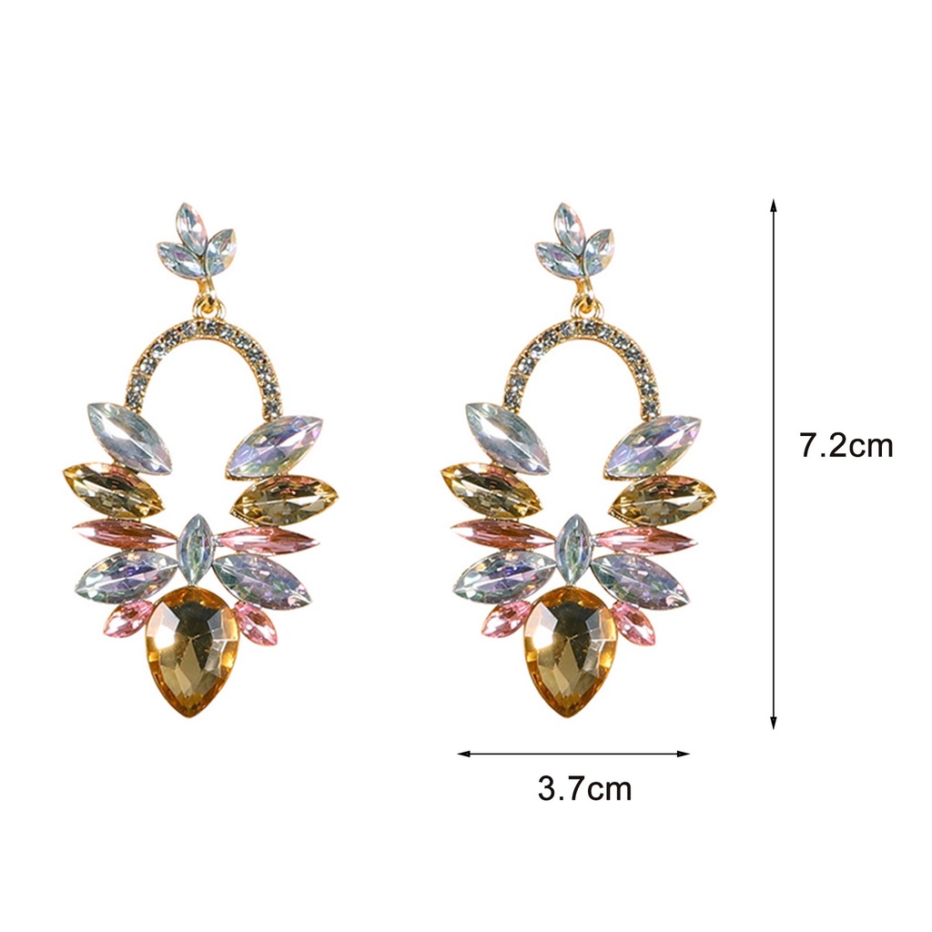 Hu Hu Hu Hu Hu Alat Bantu Pasang Kacamata♡ 1 Pasang Anting Stud Berlian Imitasi Bentuk Tetesan Air Warna Permen Untuk Wanita