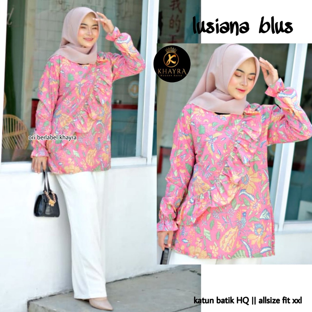 Lusiana blus batik solo atasan kerja