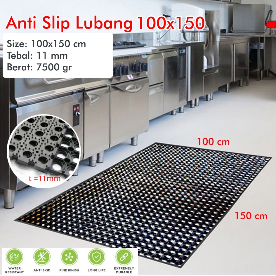 KESET KAKI ANTI SLIP LUBANG / RING MAT 100X150 TEBAL 11MM / KESET DAPUR / KESET RESTORAN / KESET KITCHEN / KESET MASJID