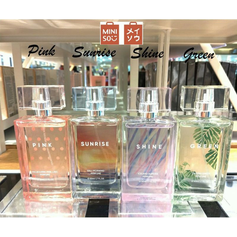 parfum wanita miniso city scape 50ml green,sunrise,pink,shine