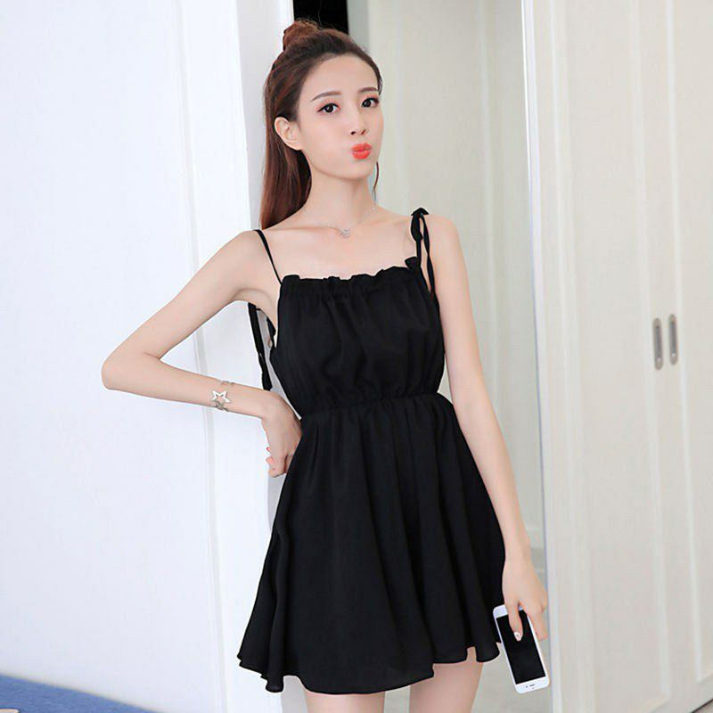 Gaun Wanita Korea Tali Strap