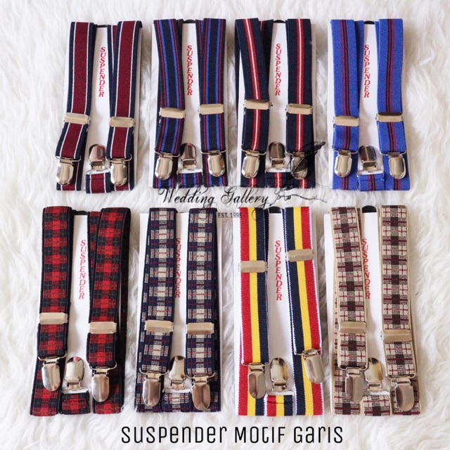 

Suspender bretel tali kodok motif garis kotak 2,5cm ready