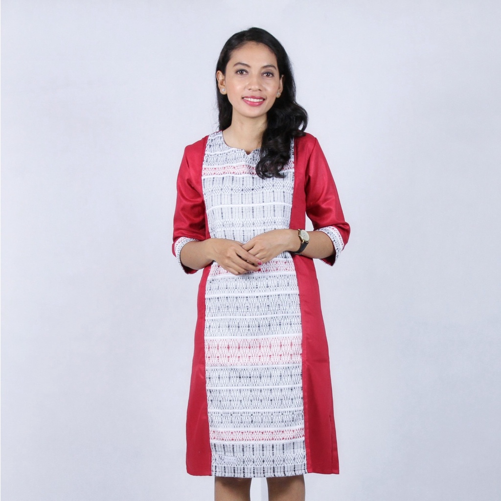 Dress Etnik Tenun Ulos Pucca Asli Merah Cabe (Couple Dijual Terpisah)