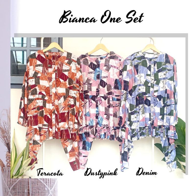 TERMURAHH!!! Piyama Dewasa Bianca One Set Setelan Bahan Katun Rayon Premium Nyaman Dipakai  BISA COD