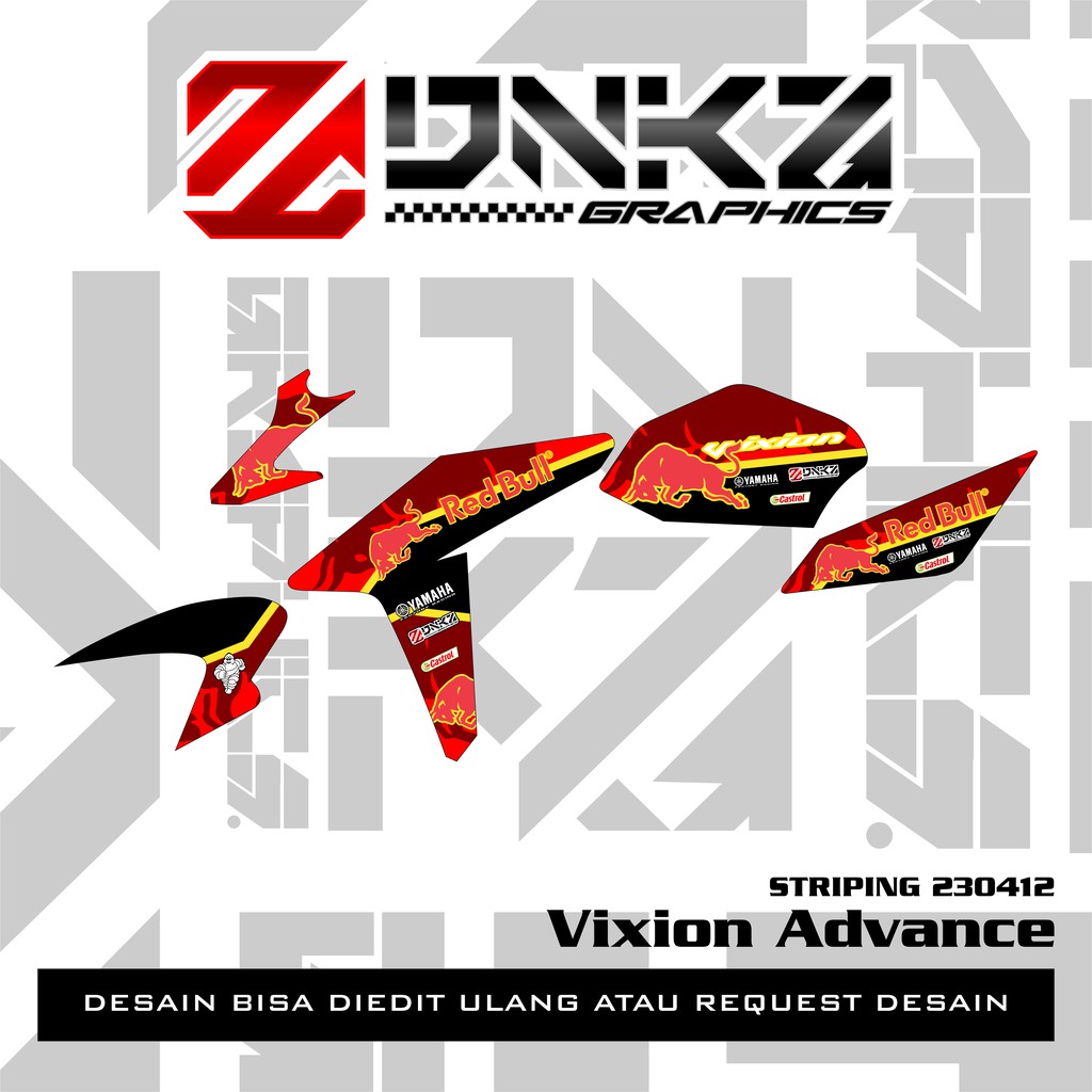 Stiker Vixion Advance Decal Striping Vixion Advance Premium Red Bull DNKZ