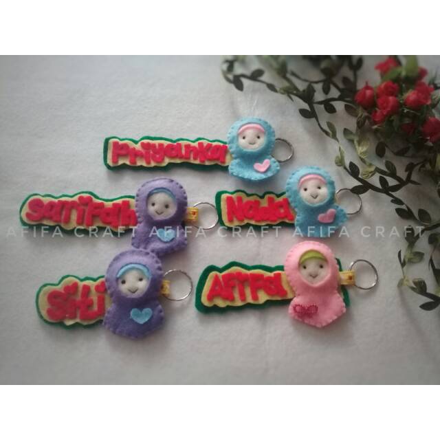 gantungan kunci nama flanel / ganci nama/ ganci flanel