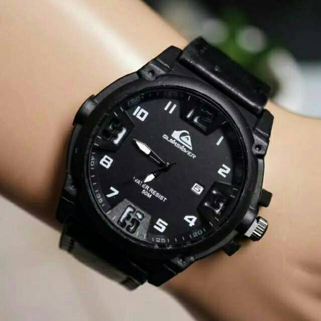 Jam Tangan Pria Sporty Quicksilver Tanggal Aktif Strap Kulit