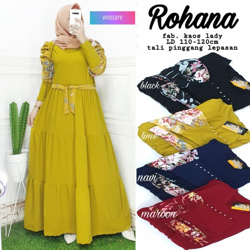 Rohana gamis wanita kaos lady LD 110 Tebal halus adem kekinian