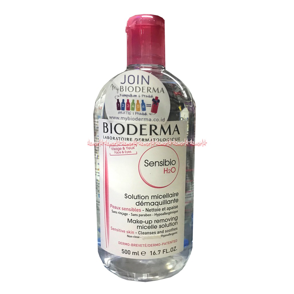 Bioderma Sensibio h2o 500ml membersihkan dan menghapus make-up untuk kulit sensitif