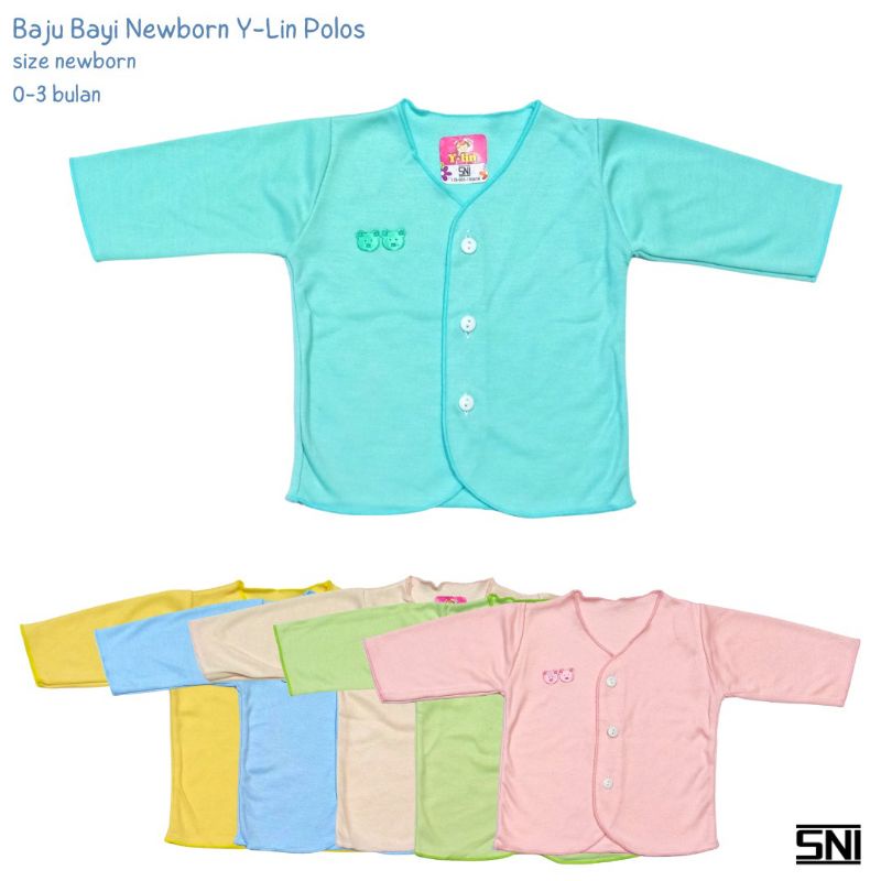 Baju Bayi Panjang Y-Lin SNI POLOS Size New Born 100% Cotton Halus Lembut Atasan Bayi Baru Lahir Lengan Panjang Polos Bahan 100% Cotton SNI