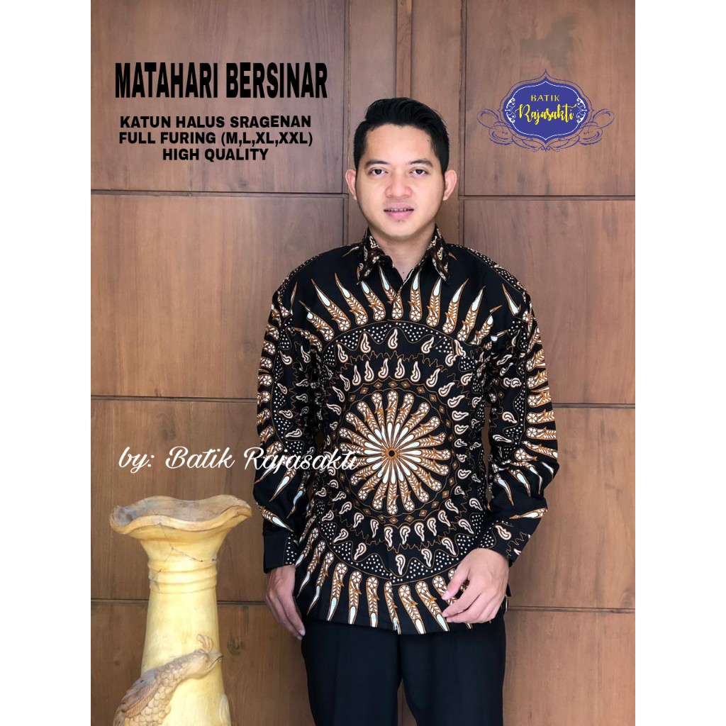 MATAHARI BERSINAR Kemeja Batik Pria Lengan Panjang Katun Halus FULL FURING Rajasakti