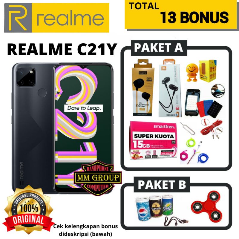 HP REALME C21Y RAM 3/32GB DAN RAM 4/64GB GARANSI RESMI REALME INDONESIA