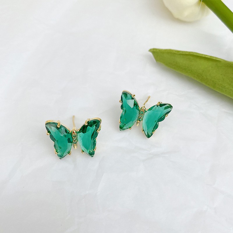 Delicate Crystal Butterfly Earrings  New Korean Ins Girl Accessories-5