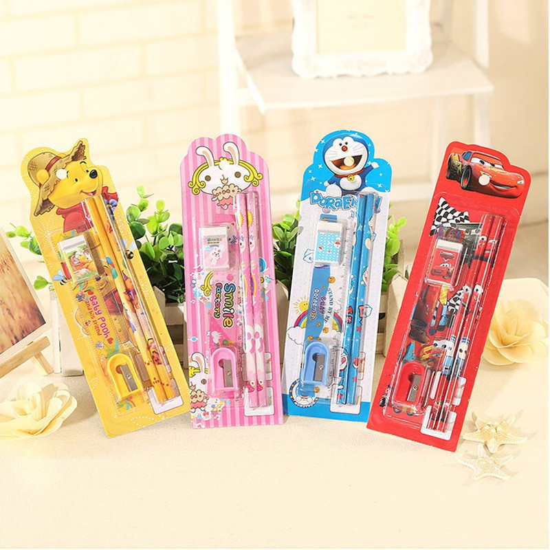 Mikusoo SET ALAT TULIS SEKOLAH 5 in 1  MINI STATIONERY KARAKTER LUCU