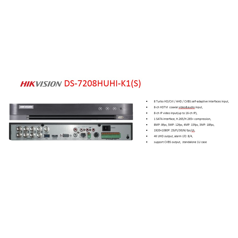 Hikvision DS-7208HUHI-K1(S) (Turbo HD 4.0)