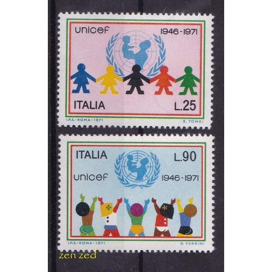 

0087 Perangko Italia 1971 UNICEF 2v Mnh