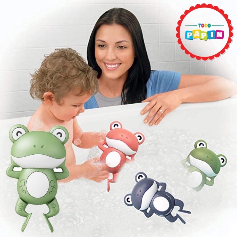 Mainan Mandi Anak Bayi Kodok Katak Berenang Dalam Air Baby Bath Toy Mainan bisa berenang diputar Mainan Putar untuk anak Bayi tanpa baterai aman berkualitas