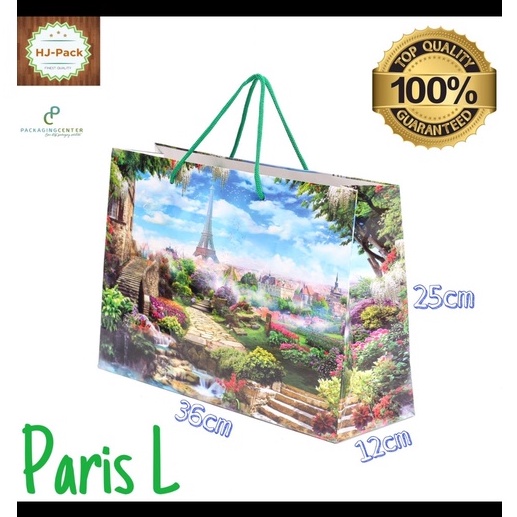 

PAPERBAG MOTIF PARIS UKURAN 36X12X25CM / TAS KERTAS MOTIF / GOODIEBAG MOTIF MINIMAL ORDER 10PCS