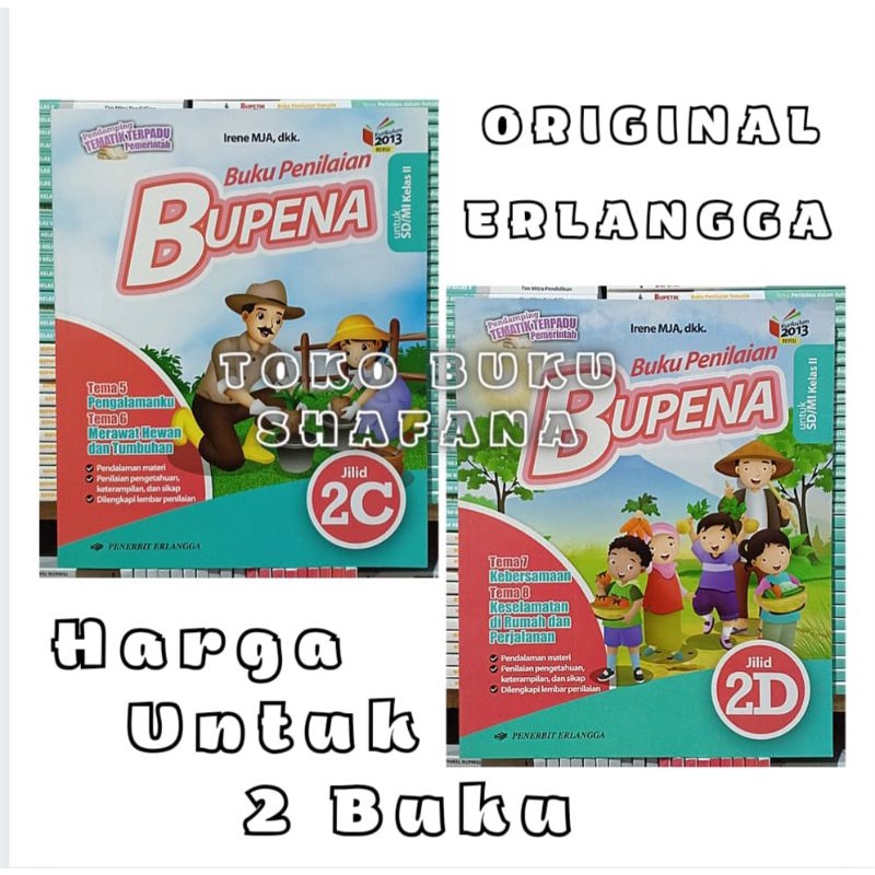 Paket 2 Buku Bupena 2C &amp; 2D Erlangga Kelas 2 SD K13 Revisi - Buku Penilaian ORI