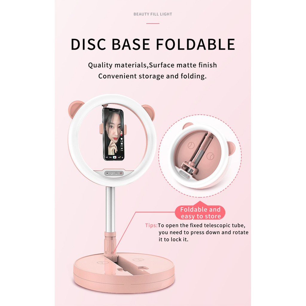 MAI Appearance G2 - Selfie Ring Fill Light LED with Foldable Stand - 12 inch with 128 LED Beads
