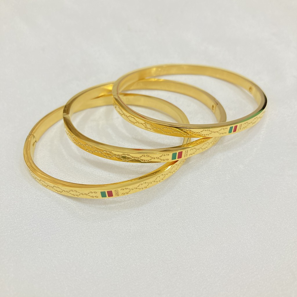 Gelang Titanium Set 3 Pcs Full Embos Anti Karat Aksesoris Perhiasan